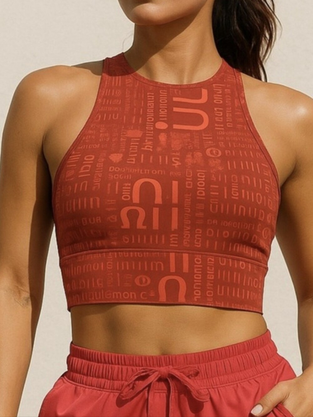 lululemon athletica Women's Red Logo-Print Sports Bra Tank